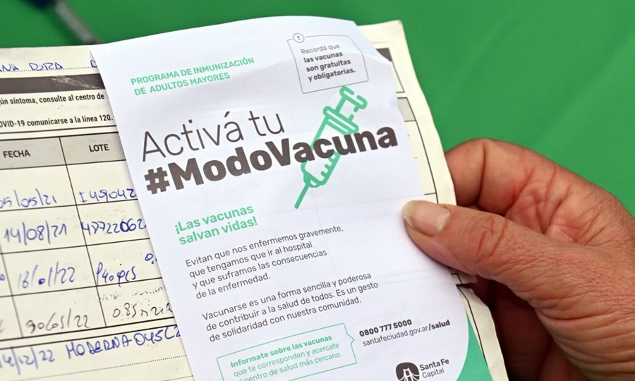 Carnet de vacunación actualizado en el marco de la campaña #ModoVacuna, que promueve el acceso gratuito y la prevención en la comunidad.