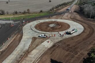El Gobierno Provincial construye dos nuevas rotondas para mejorar la seguridad vial en la Ruta 4