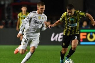 Franco Mastantuono en Real Madrid vs Kairat Almaty
