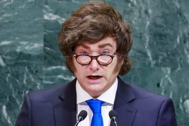 Javier Milei en su presentación en la ONU