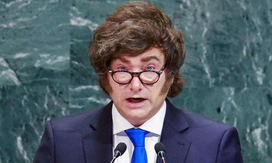 Javier Milei en su presentación en la ONU