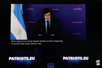 Javier Milei grabó un video y este se reprodujo en Europa Viva 2025.