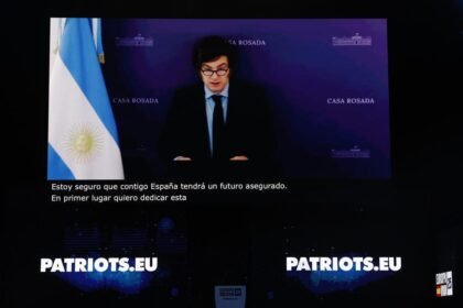 Javier Milei grabó un video y este se reprodujo en Europa Viva 2025.