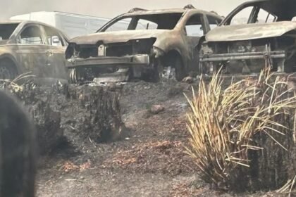 Brigadistas y aviones hidrantes combaten un incendio de gran magnitud en el Parque Nacional Quebrada del Condorito, Córdoba.