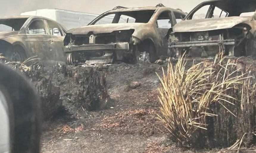Brigadistas y aviones hidrantes combaten un incendio de gran magnitud en el Parque Nacional Quebrada del Condorito, Córdoba.