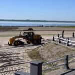 Vista del Espigón I en la costanera oeste de Santa Fe, uno de los espacios públicos que la Municipalidad prepara para la temporada de verano.