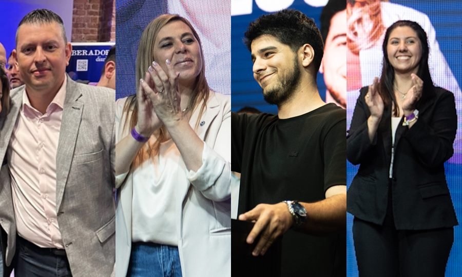 Juan Pablo Montenegro, Yamile Tomassoni, Agustín Pellegrini y Valentina Rivera integrarán la nueva bancada libertaria santafesina en el Congreso.