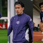 Lisandro Martínez durante un entrenamiento con el Manchester United