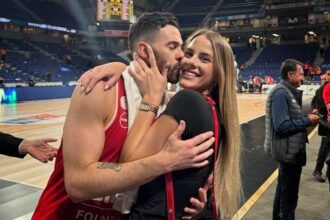 Luca Vildoza, base argentino y su esposa Mlica Tasic.