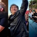 Javier Milei junto a Rogelio Frigerio durante el acto en la Costanera de Paraná y saludando a la militancia libertaria en Entre Ríos.