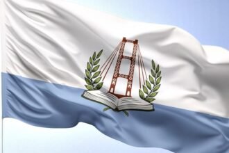 La bandera oficial de la ciudad de Santa Fe, símbolo que representa la identidad y la historia de la capital provincial.