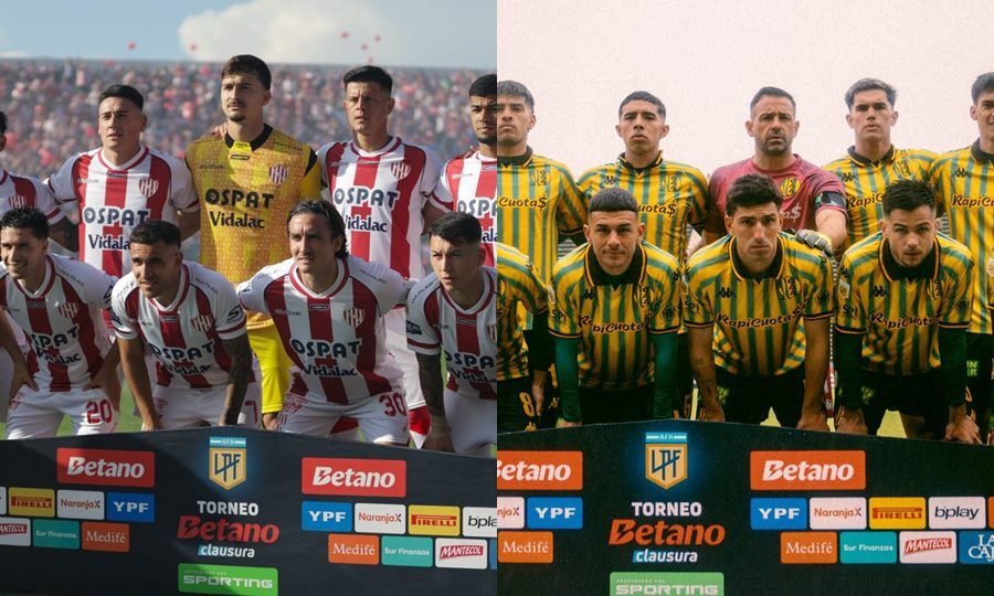 Los planteles de Unión y Aldosivi, protagonistas del duelo de esta noche en el estadio 15 de Abril por la fecha 11 de la Zona A del Torneo Clausura.