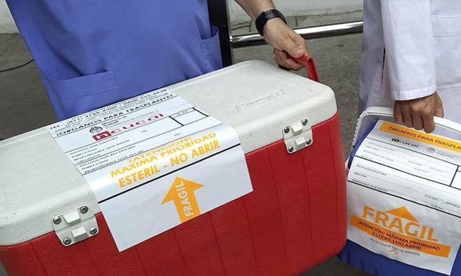 Profesionales de la salud durante un procedimiento de donación de órganos en un hospital santafesino.