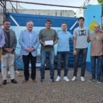 Autoridades y dirigentes del Club Racing LTC durante un acto de inauguración, acompañando el crecimiento deportivo de San Cristóbal.