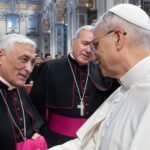 El Papa León XIV saluda al entonces obispo de Cádiz y Ceuta, Rafael Zornoza, durante una audiencia en el Vaticano. Imagen de archivo.