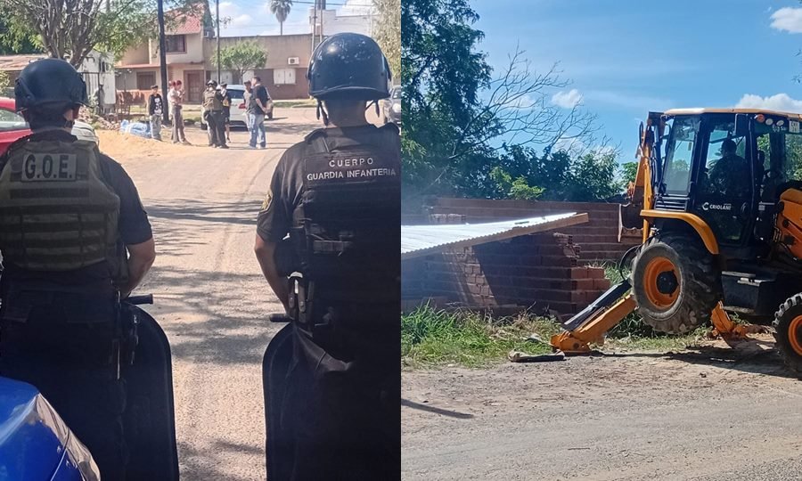 Personal municipal y policial durante un operativo de control urbano en la ciudad de Santa Fe.