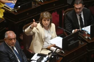Patricia Bullrich durante la sesión del Senado en la que se aprobó el Presupuesto nacional 2026.