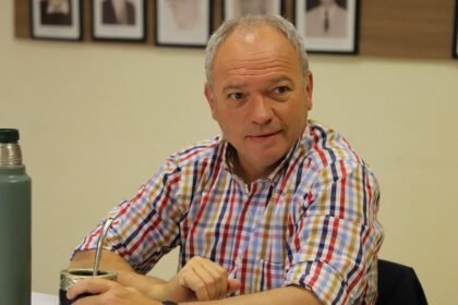 Elvio Cotterli, intendente de Laguna Paiva, en una actividad oficial del municipio.