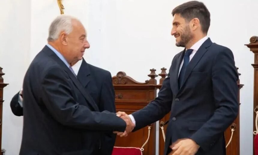El presidente de la Corte Suprema de Justicia, Rafael Gutiérrez, y el gobernador de Santa Fe, Maximiliano Pullaro.