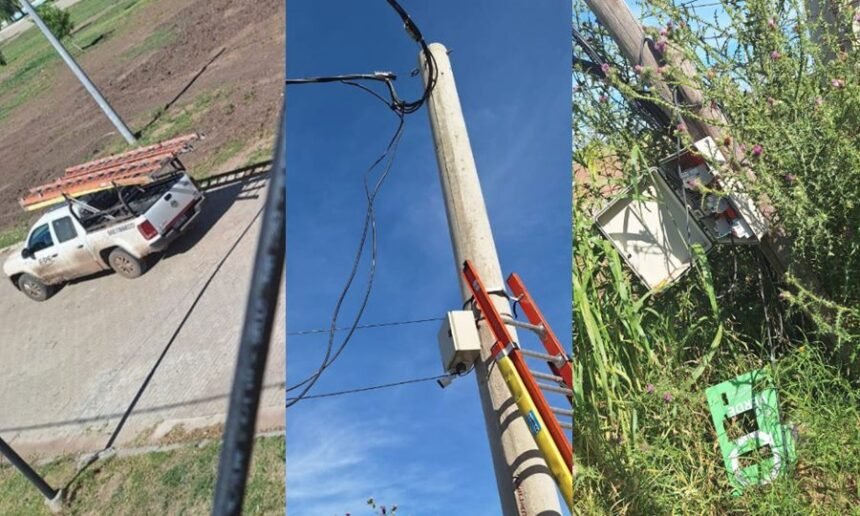 Personal de la Empresa Provincial de la Energía realizando controles sobre conexiones irregulares.