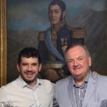 Felipe Michlig y Leonel Chiarella durante una reunión institucional en la Cámara de Senadores de Santa Fe.
