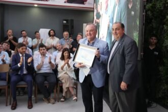 Felipe Michlig durante un acto institucional de la Unión Cívica Radical en la sede provincial de Santa Fe.