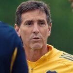 Claudio Úbeda, durante una práctica de Boca Juniors