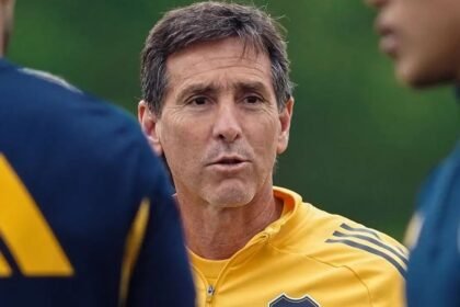 Claudio Úbeda, durante una práctica de Boca Juniors