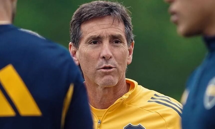 Claudio Úbeda, durante una práctica de Boca Juniors