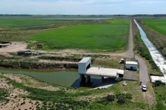 Trabajos de defensa y drenaje en una de las localidades priorizadas por la Provincia para reducir el riesgo de inundaciones.