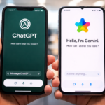 ChatGPT, desarrollado por OpenAI, y Gemini, creado por Google, dos asistentes de inteligencia artificial que compiten por el liderazgo tecnológico.