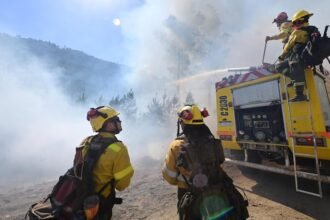 Brigadistas y medios aéreos trabajan en el combate de los incendios forestales en la cordillera de Chubut, en medio de una de las emergencias ígneas más complejas de los últimos años.