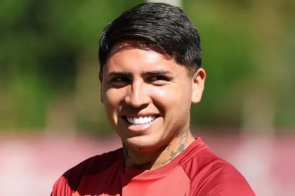 Facundo Farías, durante una sesión de entrenamiento con Estudiantes de La Plata, en su paso por el club.