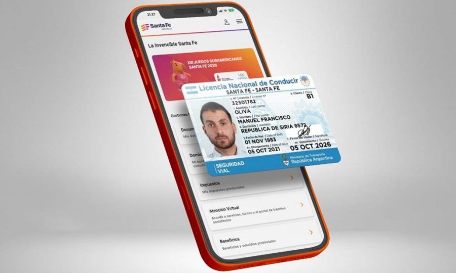 La aplicación Mi Santa Fe permite visualizar la licencia de conducir digital y otros documentos oficiales desde el celular, con validez en toda la provincia.