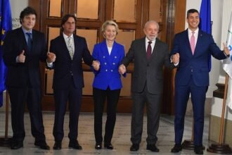 Representantes de la Unión Europea y del Mercosur durante una instancia clave de negociación del acuerdo comercial entre ambos bloques.