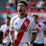 Gonzalo Montiel celebra su gol con la camiseta de River Plate, en una imagen que refleja su aporte clave en el equipo.