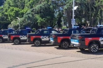 Nuevos móviles policiales incorporados al Departamento San Justo para reforzar las tareas de patrullaje y prevención.