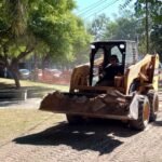 Comienzo de los trabajos en la histórica Plaza Colón, en el marco del plan de recuperación de espacios públicos. (Foto: Municipalidad de Santa Fe)
