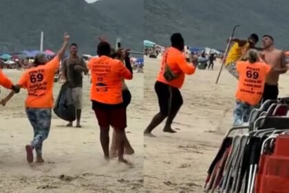 Pelea entre un turista argentino y vendedores ambulantes por el precio de un choclo en una playa de Camboriú, Brasil.