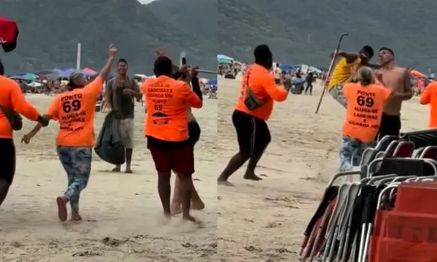 Pelea entre un turista argentino y vendedores ambulantes por el precio de un choclo en una playa de Camboriú, Brasil.