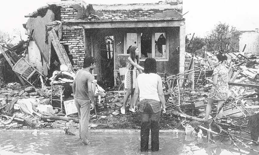 Vista de una de las zonas de San Justo afectadas por el tornado de 1973, el desastre meteorológico más devastador registrado en Sudamérica.