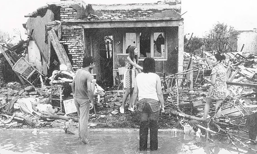 Vista de una de las zonas de San Justo afectadas por el tornado de 1973, el desastre meteorológico más devastador registrado en Sudamérica.