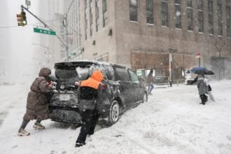 Calles cubiertas de nieve y árboles caídos tras la tormenta invernal que paralizó el noreste de Estados Unidos. Foto: archivo.