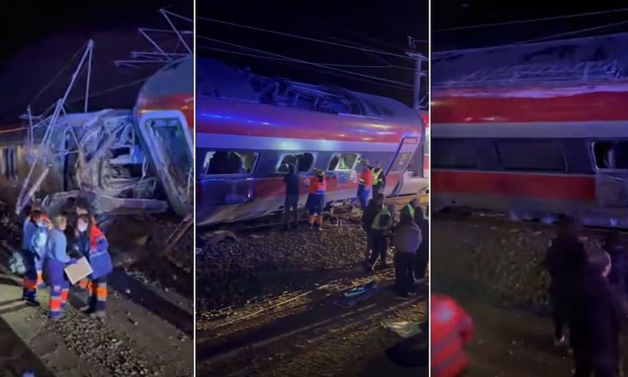 Vista aérea del lugar del choque entre dos trenes en el sur de España, donde se registró uno de los accidentes ferroviarios más graves de las últimas décadas.
