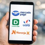 Ilustración con las principales billeteras virtuales utilizadas en Argentina: Mercado Pago, Ualá, Cuenta DNI y Naranja X.