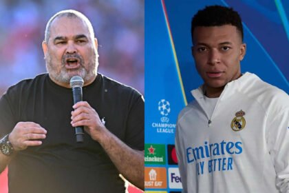 José Luis Chilavert durante una intervención pública y Kylian Mbappé en una presentación oficial con el Real Madrid, protagonistas de la polémica tras las declaraciones del ex arquero paraguayo.