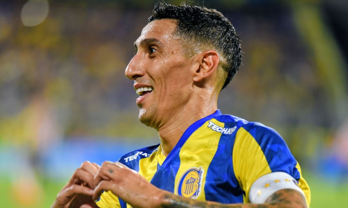Ángel Di María celebra su gol con la camiseta de Rosario Central. Foto de archivo.