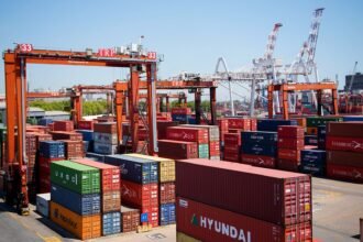 Contenedores listos para su despacho en una terminal portuaria argentina, en el marco de operaciones de comercio exterior. (Foto de archivo)