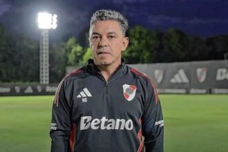 Marcelo Gallardo durante su mensaje de despedida grabado en el predio de entrenamiento de River.