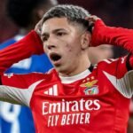 El delantero argentino Gianluca Prestianni durante un partido con Benfica.